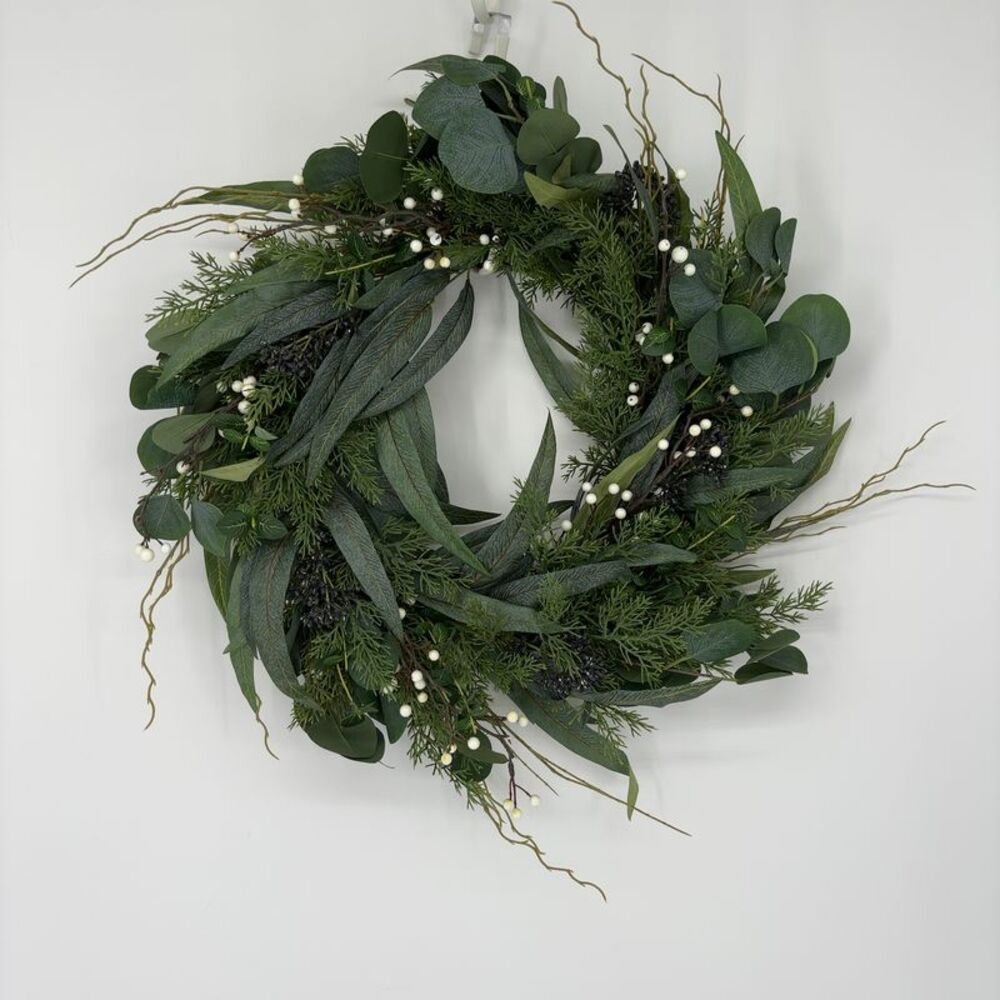 Nearly Natural 24in Eucalyptus and Mixed Greens Artificial Wreath